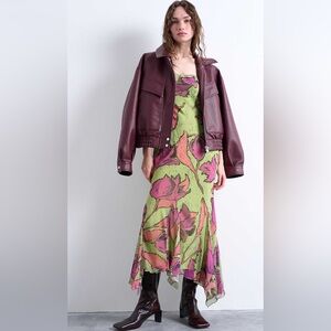 Topshop Bright Lime Topshop godet hem occasion midi dress